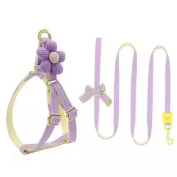 Милая собачья тяговая веревка с цветочным украшением для щенков, поводок, набор для питомца, нагрудный ремень, товары для улицы M бежевый