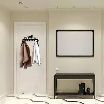 Милая собачка металлическая настенная стойка для хранения с крючками - прочный держатель для ключей, шляп и пальто, украшение для дома бронзовый