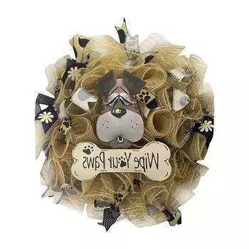 Милая собака, дверная вывеска, венок, деревенский знак приветствия, декор для передней двери, настенный декор для сада, домашней комнаты, весенняя дверь, подвесные украшения для дома и улицы One Size