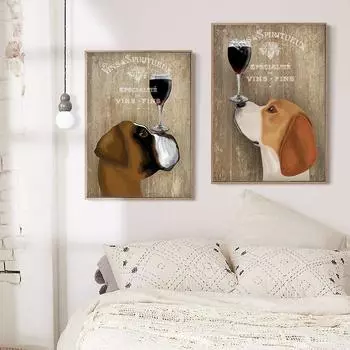 Милая собака, настенный рисунок, печать на холсте, картина маслом «сделай сам», постеры для детей, спальни, украшения дома, фотографии, настенное искусство Wal Deacl 21cm30cm NoFrame