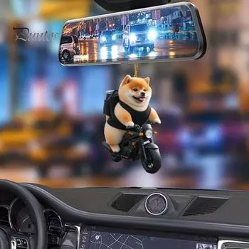 Милая собака зеркало заднего вида подвеска акриловый автомобильный интерьер украшение автомобиля причудливый шарм для дома и улицы рождественская елка дверь окно забор ветка подарок Dog