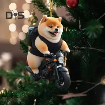 Милая собака зеркало заднего вида подвеска акриловый автомобильный интерьер украшение автомобиля причудливый шарм для дома и улицы рождественская елка дверь окно забор ветка подарок Dog