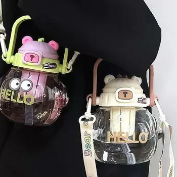 Милая соломенная чашка, пластиковая питьевая чашка, прочная спортивная фитнес-чашка для детей, студентов, взрослых, подарок