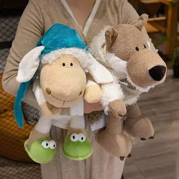 Милая сонная овечка и волк в овечьей шкуре плюшевая игрушка семья тряпичных кукол кукла преподносит подарок на день рождения 25cm