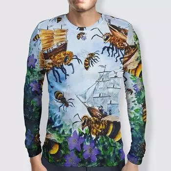 Милая сотовая пчела 3D принт с длинным рукавом футболка для мужчин и женщин одежда повседневная мода уличная спортивная дышащая футболка топы для мужчин S