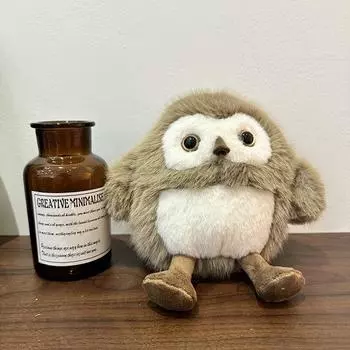 Милая сова плюшевая игрушка имитация чучела животных куклы игрушки мультфильм плюшевые куклы милые украшения для дома для детей подарки на день рождения бежевый