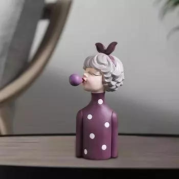 Милая статуэтка девушки, сувениры, подарочная коллекция, настольное украшение для полки стола, гостиной, прихожей, шкафа, спальни, стола синий