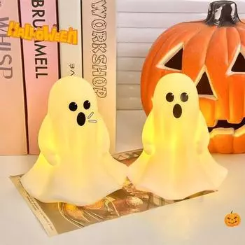 Милая статуэтка привидения, светодиодный ночник, мягкое свечение, без мерцания, энергосберегающий, питание от батареи, ночь привидения White Light.