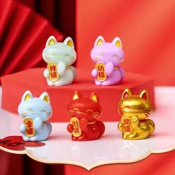 Милая статуэтка счастливого кота, креативная модель животного, миниатюры, статуэтка счастливого кота, вход в гостиную зелёный