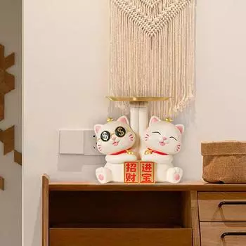 Милая статуэтка счастливого кота, скульптура, контейнер для всякой всячины, новинка, поднос для хранения ключей для офиса, гостиной, дома, ванной комнаты, книжной полки