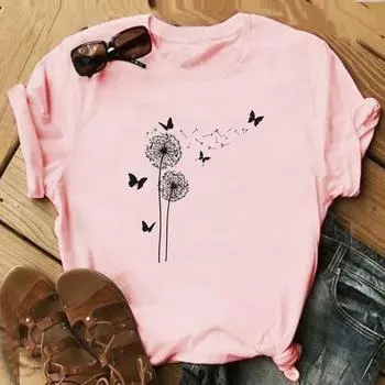 Милая стильная футболка с бабочкой в стиле 90-х, модная футболка, одежда, повседневная женская футболка с коротким рукавом и принтом, женская футболка с графикой S