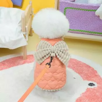 Милая стильная одежда для собак Yousheng с завязкой-бабочкой, кольцом для натяжения, застежкой на пуговицы, утолщенная, привлекающая внимание, хлопковая куртка для домашних животных S жёлтый