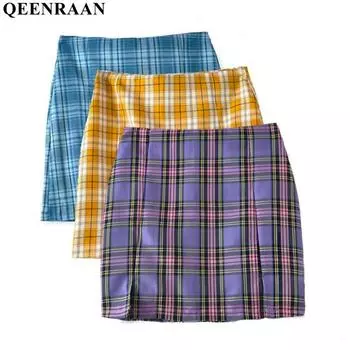 Женская мини юбка завышенной талией XS красный