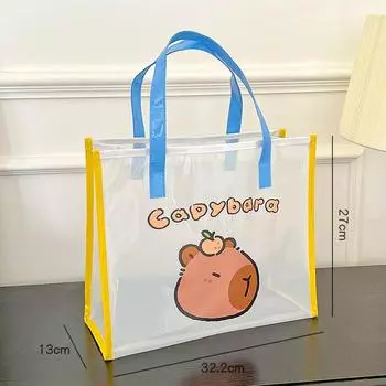 Милая сумка Capybara Jelly Bag Прозрачная пляжная сумка Capibara Плечевые сумки Большой емкости Водонепроницаемая сумка для хранения as the picture