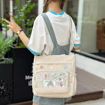 Милая сумка через плечо со звездой, студенческая сумка-тоут для девочек, сумка через плечо, сумка-мессенджер чёрный