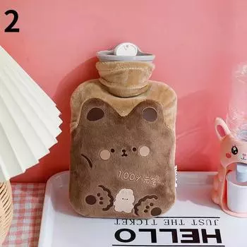 Милая сумка для грелки для девочек, плюшевая грелка для рук, теплая упаковка для живота, мгновенная горячая упаковка, зимняя водяная грелка 500ml коричневый