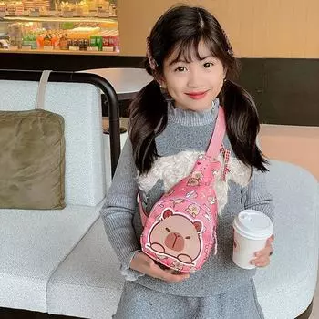 Милая сумка для куклы Капибара, многофункциональная сумка для хранения, мультяшная сумка-мешок с капюшоном в виде капибары, модная детская сумка-мессенджер через плечо, подарки A2