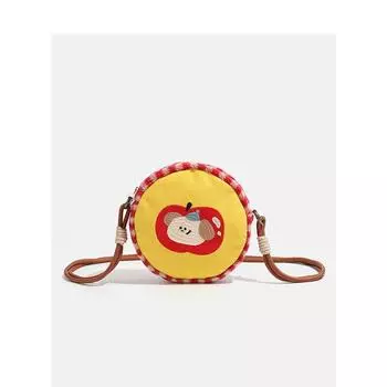 Милая сумка для покупок через плечо, круглая сумка для торта, маленькая сумка с вышивкой из мультфильма, дорожная сумочка для девочки