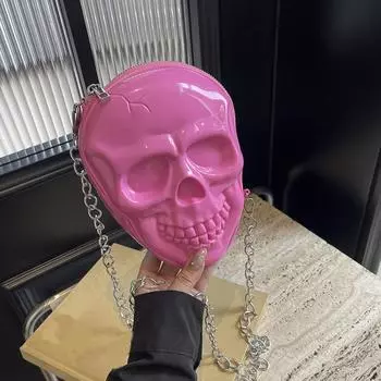 Милая сумка на плечо с рисунком из мультфильма «Хэллоуин», забавная сумка с изображением черепа призрака из искусственной кожи, сумка на молнии, кошелек, маленькая сумка через плечо для телефона 15x5x20cm бежевый