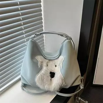 Милая сумка-тоут в виде щенка, женская сумка, модный новый рюкзак в стиле колледжа, большая вместительная сумка для поездок на работу через плечо чёрный