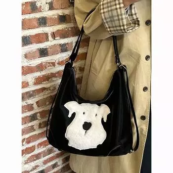 Милая сумка-тоут West Highland Puppy для девочек, новая сумка для поездок на работу, рюкзак College Wind большой емкости через плечо чёрный