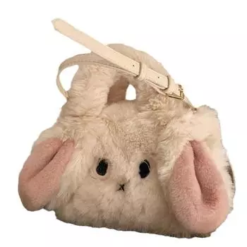 Милая сумочка с пушистым кроликом, осенне-зимняя универсальная сумка молочного цвета Huhu Mao Mao 2024, новая сумка через плечо белый