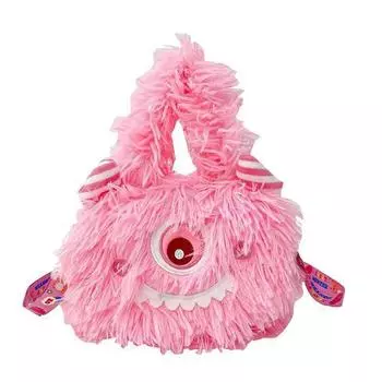 Милая светло-розовая флисовая сумка через плечо One Size розовый