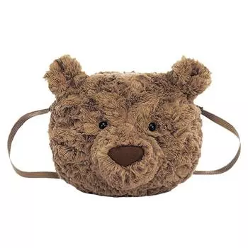 Милая светло-розовая флисовая сумка через плечо One Size коричневый