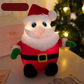 Милая светящаяся рождественская плюшевая игрушка, мягкая плюшевая игрушка, светодиодный светящийся Санта-Клаус, снеговик, олень, рождественское украшение, подарок 25CM белый