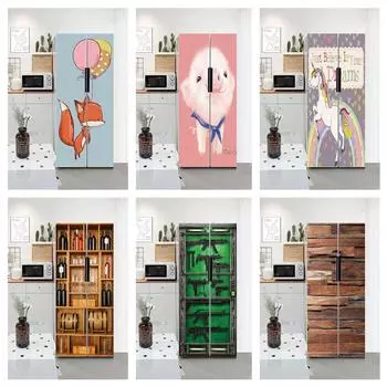 Милая свинья, наклейки на холодильник, дверная крышка, обои для холодильника, виниловые воздушные шары с лисой, деревянный клей, пленка для морозильной камеры, Декор, постер, художественная роспись 40x120cm(1pcs)