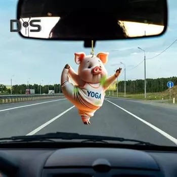Милая свинья подвеска для автомобиля украшение акриловая забавная свинья зеркало заднего вида подвеска для йоги упражнения свинья подвески для салона автомобиля аксессуары Pig