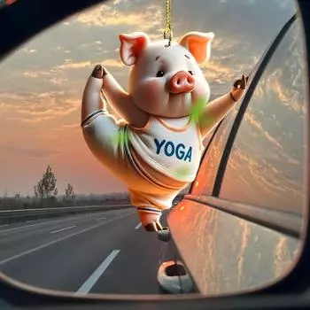 Милая свинья подвеска для автомобиля украшение акриловая забавная свинья зеркало заднего вида подвеска для йоги упражнения свинья подвески для салона автомобиля аксессуары Pig