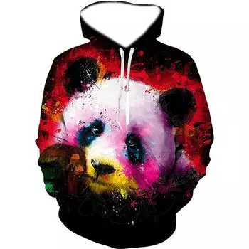 Милая толстовка с 3D принтом панды, осень-зима, унисекс, модный повседневный пуловер с длинными рукавами, толстовки S фиолетовый