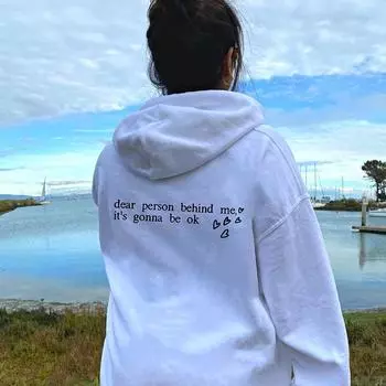 Милая толстовка с капюшоном It s Gonna Be Ok, женская толстовка с капюшоном, пуловеры, унисекс, чистая эстетичная уличная одежда, топ-джемпер из хлопка, толстовки с капюшоном S серый
