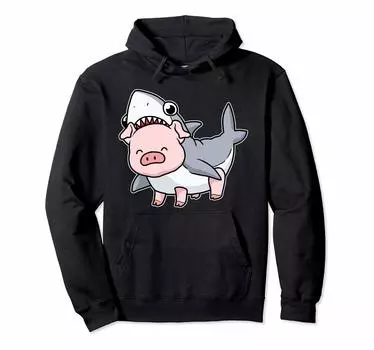 Милая толстовка с капюшоном в виде свиньи для женщин, костюм акулы, подарок для мужчин, толстовка с капюшоном в виде свиньи чёрный