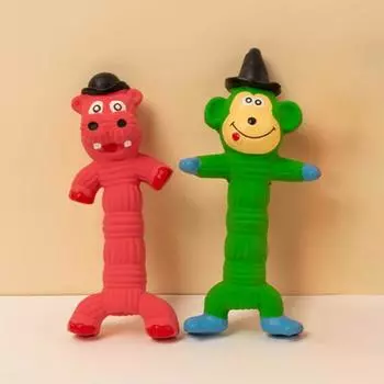 Милая удобная мягкая игрушка для домашних животных с пищащим звуком в форме мультяшной обезьяны для собак зелёный