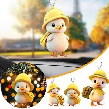 Милая Утка Автомобиль Подвесной Кулон Зеркало Заднего Вида Украшения Мультфильм Акриловый Орнамент Автомобиль D