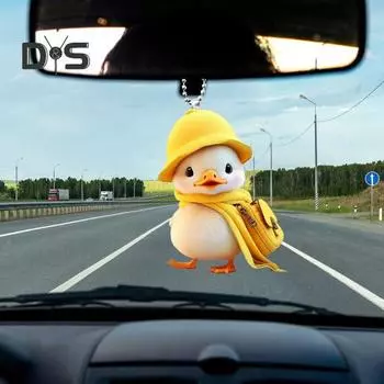 Милая утка подвеска для автомобиля зеркало заднего вида украшения мультфильм акриловый орнамент аксессуары для салона автомобиля H