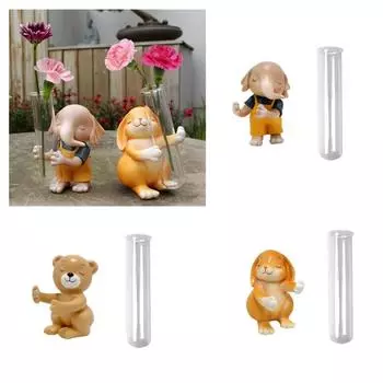 Милая ваза для цветов в виде животных, маленький слон, кролик, медведь, сухая ваза для цветов для гостиной, настольный декор, орнамент