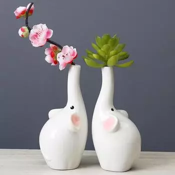 Милая ваза со слоном, настольные украшения, украшение для дома, керамическая ваза для гидропоники, горшок для растений, бутылка для ароматерапии, садовые принадлежности 1 PCS