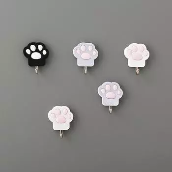 Милая вешалка для одежды без пробивки, прочный клейкий крючок, креативный настенный крючок в виде кошачьей лапки, для хранения кухонного шкафа