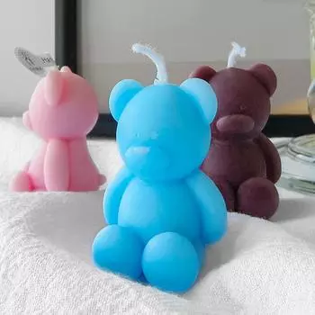 Милая восковая свеча в виде медвежонка для украшения торта на день рождения, украшения для торта на день рождения, принадлежности для вечеринки по случаю рождения ребенка белый