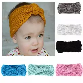 Милая вязаная повязка на голову с бантом для маленьких девочек, повязка на голову, головной убор, реквизит для фотосессии