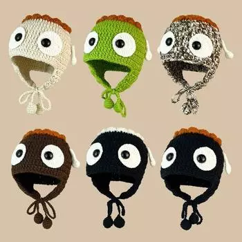 Милая вязаная шапка с изображением ягненка из мультфильма, детская, новинка 2024 года, теплая защитная шапка для ушей, забавная шерстяная шапка для пары M (56-58cm) funny handmade sheep