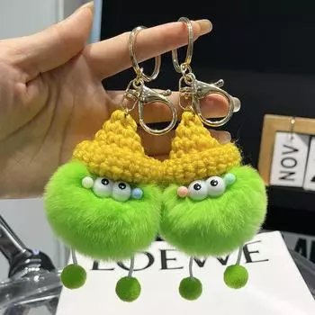 Милая выдра, кроличья шерсть, маленький угольный шарик, автомобильный брелок, кулон, корейский Instagram, популярная плюшевая сумка для книги, кулон, подарок