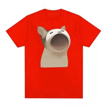 Милая забавная футболка с рисунком поп-кота, мема, унисекс, унисекс, ретро-футболки в стиле Харадзюку, летняя повседневная футболка большого размера из 100% хлопка L