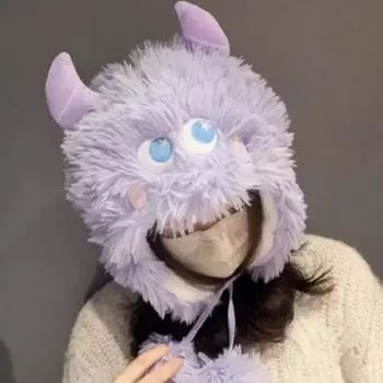Милая забавная плюшевая шапка женская зимняя теплая утолщенная холодная защита шеи пушистая мультяшная уродливая милая защита для ушей шапка Lei Feng One Size