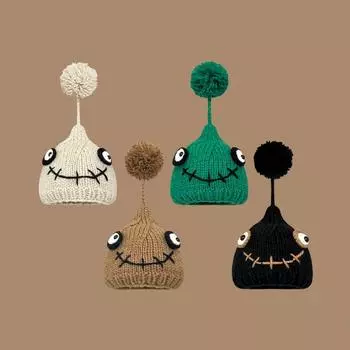 Милая забавная шерстяная шапка-шар, женская, осенне-зимняя, теплая, с защитой от ушей, вязаная вручную шапка, интернет-знаменитость, свитер, шапка для мужчин M56-58cm бежевый