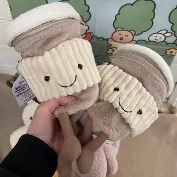 Милая забавная сумка, игривая диагональная сумка на одно плечо, сумка в виде плюшевой куклы из мультфильма, чашка для чая с молоком, сумка-мессенджер. розовый