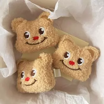 Милая забавная заколка для волос в виде плюшевого медведя, мультяшная сладкая заколка для волос для женщин и девочек, милая заколка для челки на бок, детские аксессуары для волос, подарки